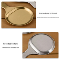 Plateau de service plat doré en acier inoxydable moderne de style coréen, écologique et durable, pour barbecue, collations, dîner, steak et plats occidentaux