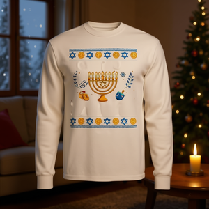 Suéter de Hanukkah, camiseta judía de manga larga para Hanukkah, disfraz festivo para hombres y mujeres - Product Image 4