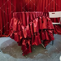 Jupe de table ronde à volants multicouches Muwei, nappe en satin à étages pour la décoration de table de mariage ou de gâteau
