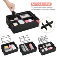 Valise de maquillage professionnelle 4 en 1 personnalisée, valise de maquillage à roulettes, valise de voyage extra large, organisateur de voyage, valise cosmétique en aluminium