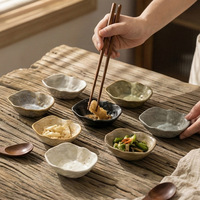 Bol à sushi en céramique coquille, vaisselle rétro en poterie rustique, joli plat de service pour sauces, assaisonnements et soja, plateau japonais pour repas compartimentés