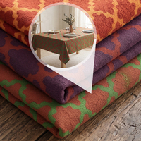 Tissu Popeline 100% Coton Imprimé Treillis Marocain à Motifs Quadrifolies pour Nappe, Literie et Vêtements 58/60 pouces