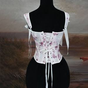 2025 nouvelles dames <span class=keywords><strong>petit</strong></span> Floral Fishbone Corset Satin Spandex motif 3D <span class=keywords><strong>haut</strong></span> sans couture Corset <span class=keywords><strong>Bustier</strong></span> dos cravates tailles 3XL respirant - Product Image 2