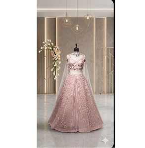 Lehenga en quartz rose scintillant avec sequins, tenue de soirée élégante, tenue de mariée traditionnelle, tenue de festival pour femmes - Product Image 2