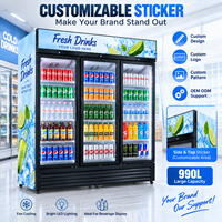 Réfrigérateur vertical à grand volume pour boissons, avec éclairage publicitaire supérieur, idéal pour la restauration commerciale