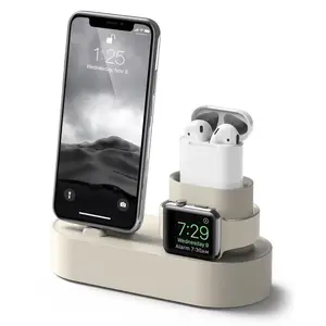 Tùy chỉnh đa chức năng không dây Silicone 3 trong 1 sạc cơ sở chủ cho đồng hồ tai nghe iPhone điện thoại di động sạc
