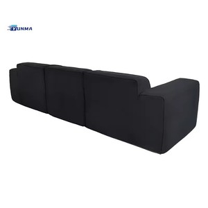 Canapé modulaire sectionnel minimaliste moderne en velours côtelé noir, écologique, durable et compressible pour salon et école - Product Image 4