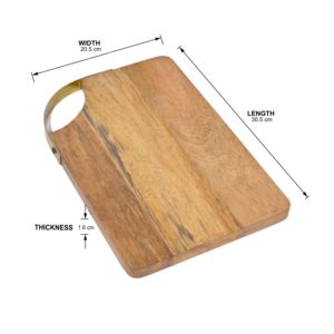 Eco-Friendly Acacia Wood Chopping <b>Block</b> Easy-to-Use Kitchen Essential with Metal Handle for Serving Cheese Pizza-Decorative - Product Image 4