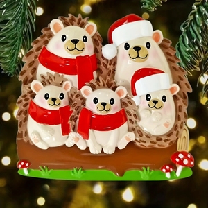 Adorno Navideño Personalizado de Resina con Forma de Erizo Ovalado Hecho a Mano, <span class=keywords><strong>Precio</strong></span> de Fábrica al por Mayor, Decoración Colgante con Nombre Personalizado - Product Image 4