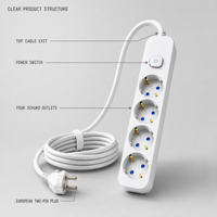 Multiprise industrielle à 4 prises avec cordon d'extension de 1,8 m, norme européenne, ignifuge, durable, IP44, multi-prises pour la maison