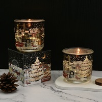 Vente en gros Ensemble unique de pots en verre de bougie aromatique de luxe de Noël avec boîte-cadeau