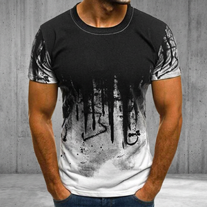T-shirt personnalisé à manches courtes en tissu tricoté épais, sérigraphie, coupe classique, décontracté, écologique, respirant - Product Image 2