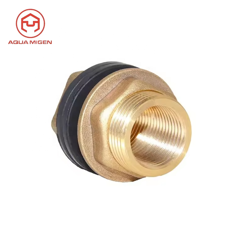 Conector de agua de latón para manguera de jardín 3/4 ''GHT macho a 1/2 ''NPT hembra tanque de montaje de mamparo de latón