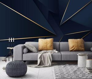 Hermoso papel de pared personalizado con estilo líneas abstractas azules - Product Image 3