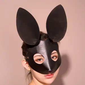 Masque de lapin en cuir véritable Lady Sexy Adult Role Play Eye Mask Cosplay Theme Party Nightclub Sex Accessories Bunny Mask