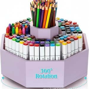 Boîte de rangement transfrontalière en bois pour pinceaux de bureau, boîte à crayons multifonctionnelle en bois massif, porte-crayons rotatif en bois pour crayons de couleur - Product Image 1