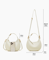Sac à bandoulière demi-lune décontracté en cuir véritable pour femme, avec fermeture éclair, dernières tendances, vente en gros