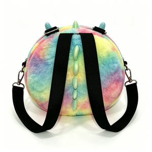 Sac bandoulière en peluche Dragon Pastel Arc-en-ciel Personnalisé, Sac à bandoulière en peluche Dragon 3D Rond et Mignon, Sac à main Dragon Fantastique Thème Animal - Product Image 3