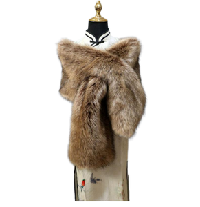 Châle en fausse fourrure pour femme, style renard, élégant, luxueux, chaud, couleur unie, longue écharpe pour mariages et soirées par MASDB - Product Image 3