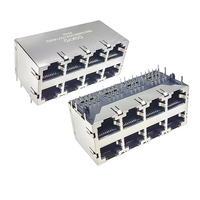 Módulo de Interfaz de Red RJ45 Cat3/5 Blindado Multipuerto 2x4 con Entrada Lateral Negra PBT Hembra 8P8C