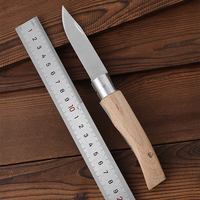 Couteau pliant Bochen en bois naturel avec manche rond, gravé au laser, couteau de bricolage, camping, extérieur, lame polie satinée, couteau de poche