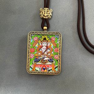 Dropshipping regalo CJH joyería de estilo chino Tangka Dios de la riqueza colgante relieve pintado a mano collar con colgante tibetano - Product Image 6