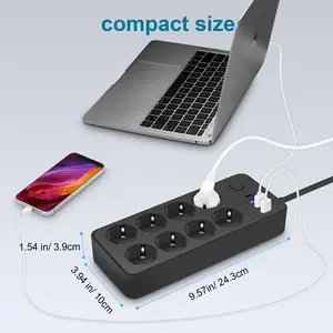 Standar EU Strip daya tren baru 8 AC dengan 4 port USB saklar pengisi daya listrik Multi soket Multi lapisan Adaptor steker Outlet