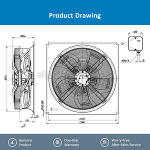 Ventilateur axial à roulement à billes pour équipement de réfrigération de climatiseur W6D710-GH01-01 400V 1030/690W 2.35/1.34A 905/730RPM - Product Image 4