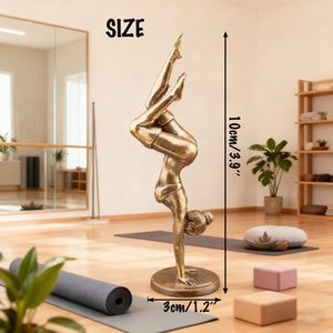 Figura de Yoga de Latón Yahu Lando, Mini Estatuilla Decorativa, Accesorio de Escritorio Contemporáneo, Decoración para Oficina y Hogar - Product Image 3