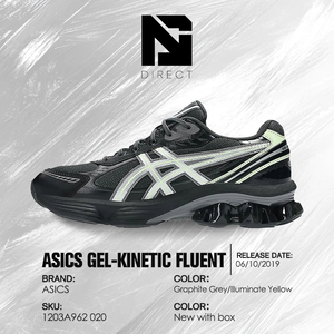 Chaussures de course Asics Gel-Kinetic Fluent 'graphite Grey Illuminate Yellow' pour hommes, en mesh respirant, à lacets, livraison directe - Product Image 6