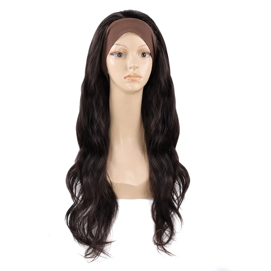 2021 Cheap Wholesale Synthetic Hair Ice Headband Wigs Super Long Natural Black Body Wave Headband Wig For Women Daily Use