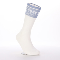 Chaussettes blanches personnalisées avec impression de texte bleu, logo de l'université, graphisme personnalisé, marque privée, chaussettes en coton doux