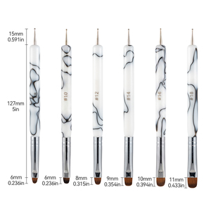 Lot de 6 pinceaux à double tête pour nail art UV, poils ronds en nylon, logo personnalisé pour la peinture de lignes fines - Product Image 3