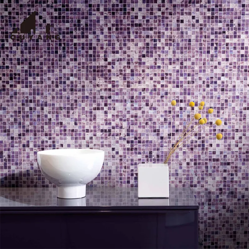 QUYANG venta al por mayor Hotel hogar baño cocina Backsplash pared mosaico azulejo mármol vidrio Metal mosaico