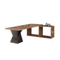 Bureau de direction moderne de luxe avec base asymétrique et armoire latérale de rangement, table de direction pour espace de travail à domicile