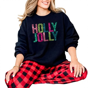 Sudadera Personalizada de Halloween con Letras de Chenilla y Estrellas, Cuello Redondo, Manga Larga, Estilo Casual, Talla Grande, Unisex, para Otoño - Product Image 6