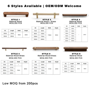 Maniglie per Mobili in Legno di Noce Massiccio con Base in Ottone, Stile Nordico Moderno, Personalizzabili in Dimensioni e Colore - Product Image 4