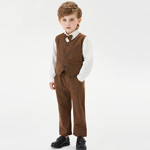 Enfant en bas âge garçons à manches longues t-shirt hauts gilet manteau pantalon petits enfants Gentleman tenues jurer costume en gros - Product Image 4