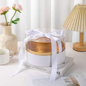 Wholesale Luxury Acrylic Transparent Round Flower <strong>Box</strong> Chocolate Flower <strong>Gift</strong> <strong>Box</strong> with Ribbon - Product Image 3