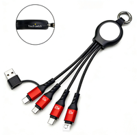 Câble de charge rapide 6 en 1 Pannex écologique certifié CE 16 cm 65 W avec interrupteur tactile marche/arrêt SK7015PD-TA