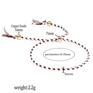 Bracelet tressé en coton pour femmes, cordon non tissé, cordon coloré et ajustable, perles en laiton antique, accessoire fait à la main et bon marché, promotion - Product Image 4