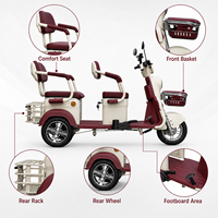 Triciclo Eléctrico para Adultos con Batería de 48V y 600W, Marco de Hierro, Frenos de Disco Delanteros/Tambor Traseros, para Viajes Diarios de Personas Mayores y Niños