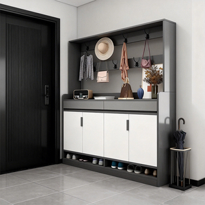 <span class=keywords><strong>Meuble</strong></span> à <span class=keywords><strong>chaussures</strong></span> moderne en bois durable pour <span class=keywords><strong>entrée</strong></span> de maison, couloir, hall d'<span class=keywords><strong>entrée</strong></span>, autoportant, gain de place, avec <span class=keywords><strong>porte</strong></span>-<span class=keywords><strong>manteau</strong></span> réglable - Product Image 4