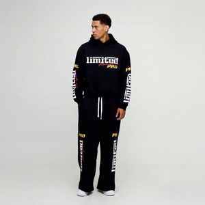 Chándal Deportivo para Hombre, Edición Limitada, con Capucha, Manga Larga, Estampado de Letras, Color Negro, Corte Holgado, para Otoño - Product Image 1