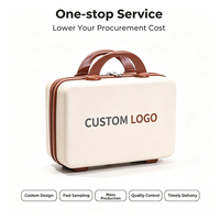 Valise de maquillage portable en ABS rigide de 14 pouces avec logo personnalisé, boîte de rangement pour souvenirs, mini valise cosmétique, vente en gros