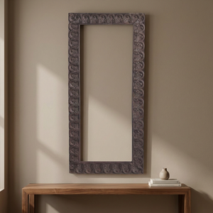 Traditional Wooden Carved <b>Rectangle</b> <b>Mirror</b> Frame <b>Wall</b> Mounted Home Use - Product Image 4