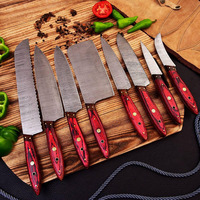 Ensemble de couteaux de chef en acier Damas de haute qualité avec manche en bois, taille personnalisable, design ambidextre, origine Pakistan, best-seller