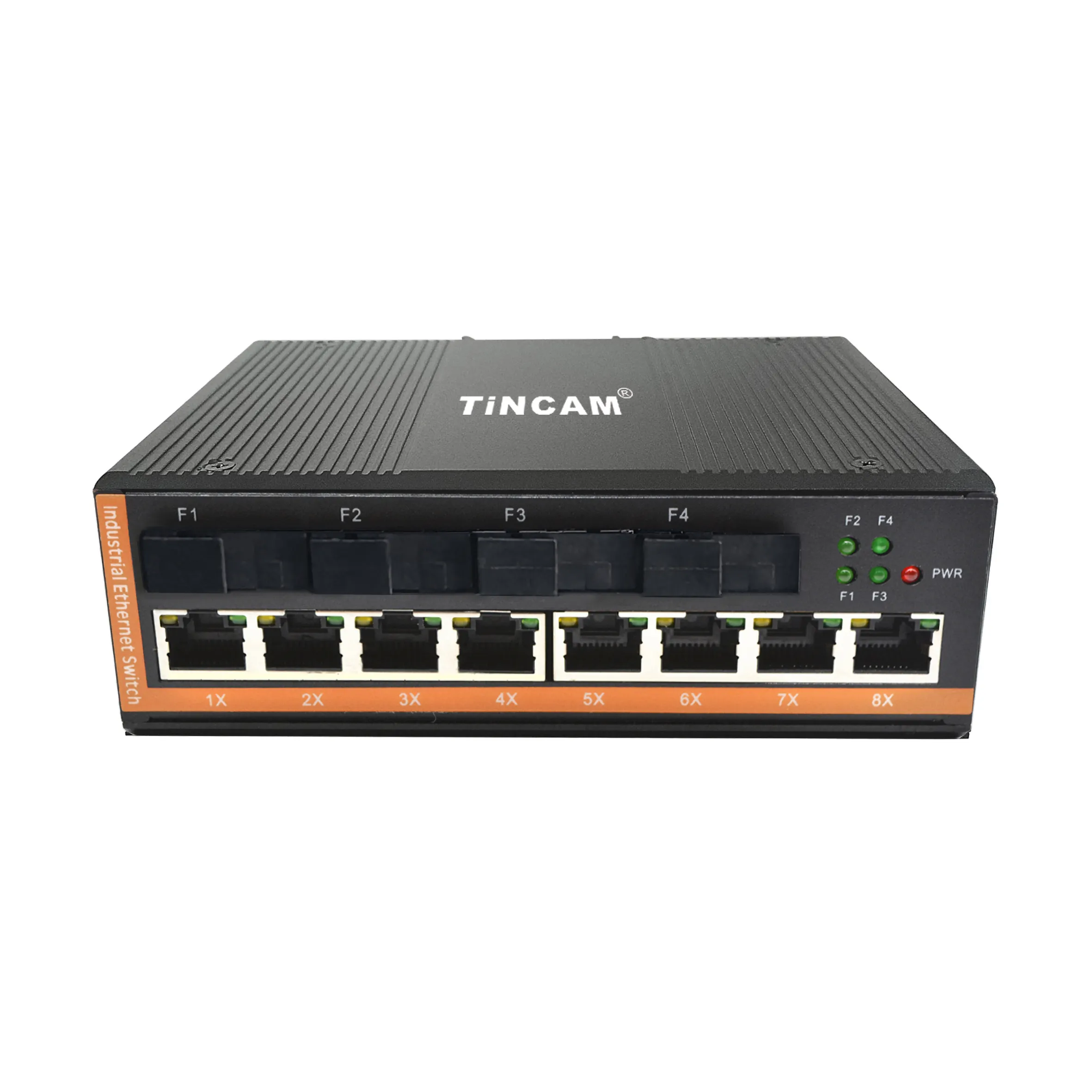 TiNCAM 4 * SC + 8 * RJ45 PortAggregation Industrial Network Switch Unmanaged Din Rail Structure Convertidor de medios industriales