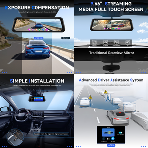 Podofo 9.66 ''ống kính kép Dash Cam Full HD xe phía sau xem gương DVR đêm phiên bản Wifi GPS ADAS phía trước 4K + phía sau 1080P máy ảnh - Product Image 3