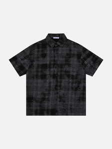 Camisa Casual de Algodón a Cuadros para Hombre, Manga Corta, Estampado Digital, Transpirable, con Botones y Cuello - Product Image 2